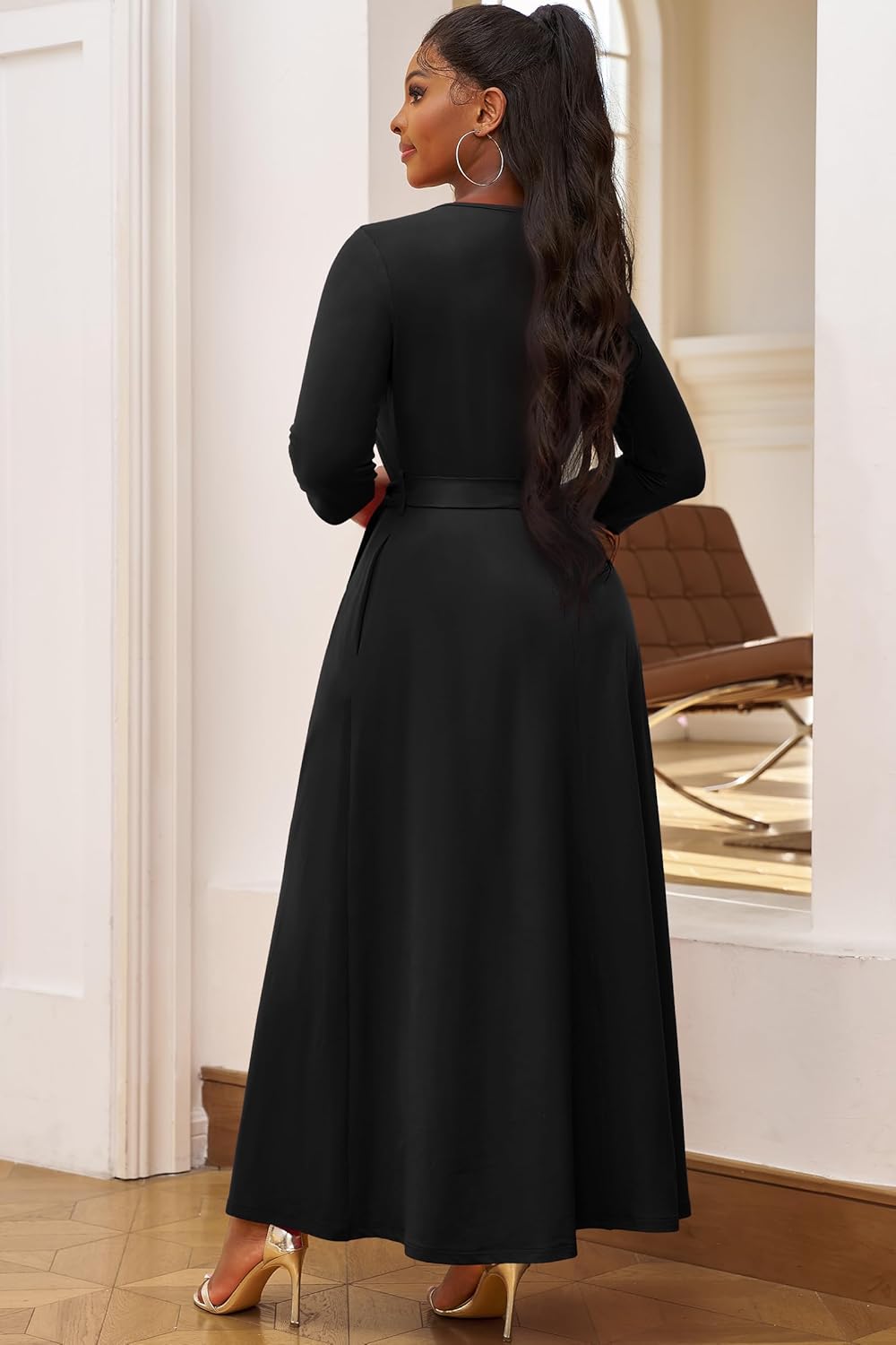 FANDEE Long Dress for Women Casual African Print Empire Waist Maxi Dresses for Wedding Guest, Church, M-3XL - Image 4