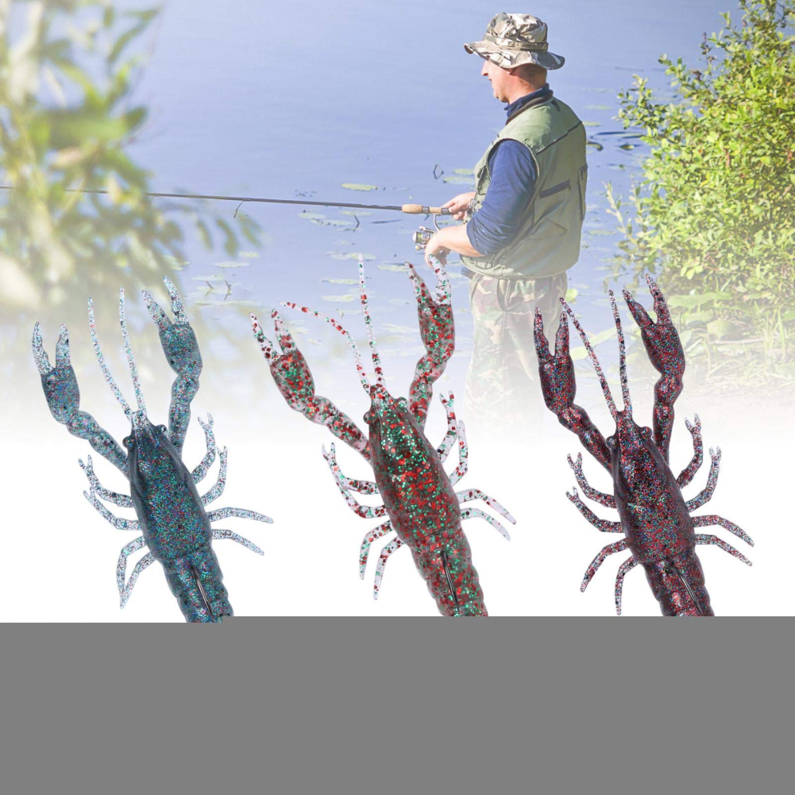 Esca Da Pesca A Forma Di Aragosta - 8cm, PVC Olografico, Per Acqua Dolce E Salata - Foto 8