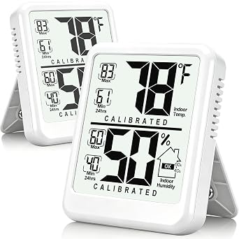 Antonki 2 Pack Room Thermometer Indoor Hygrometer with Max/Min Record