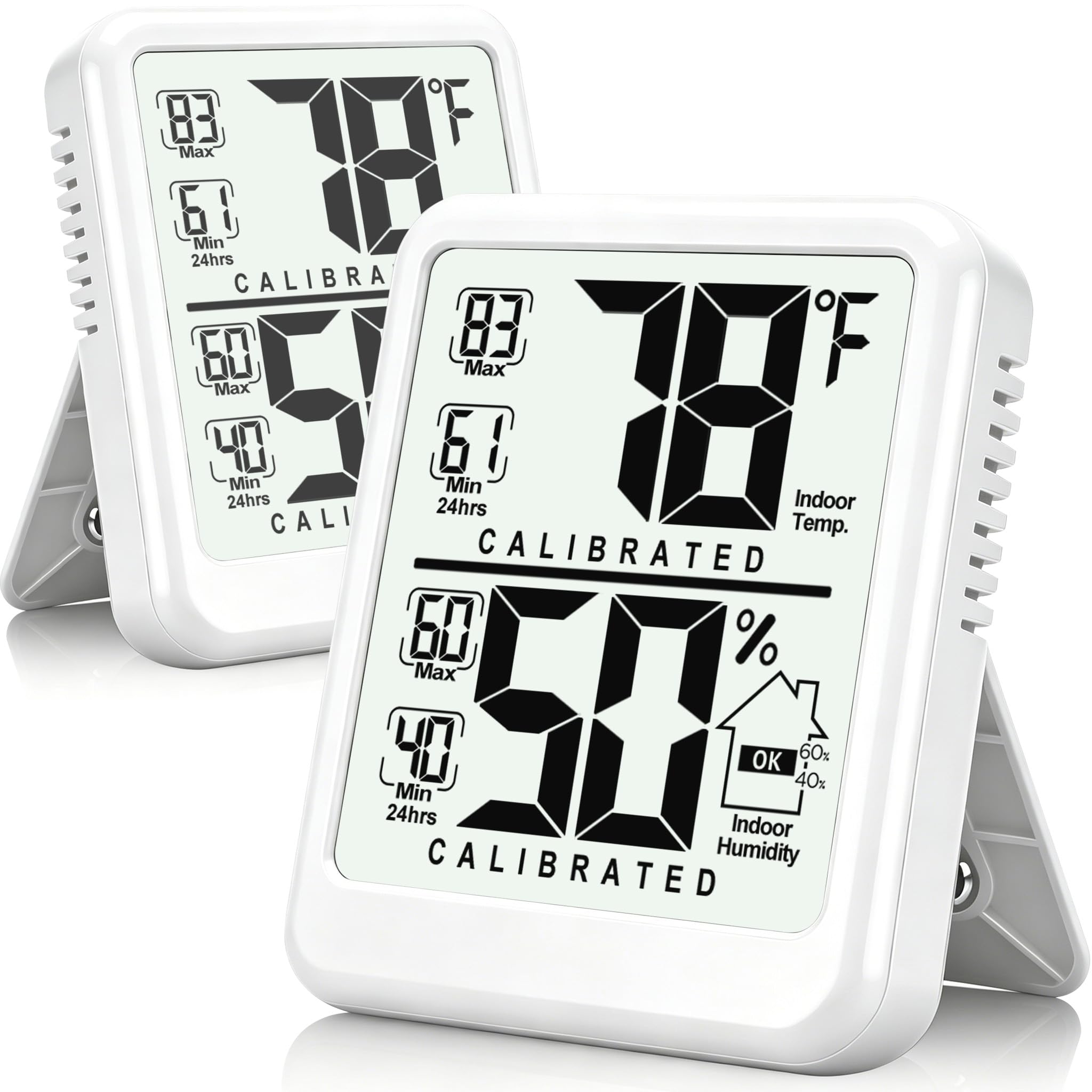 Antonki 2-Pack Room Thermometer, Digital Small Hygrometer Indoor Thermometer Humidity Gauge, Temperature Humidity Meter with Max/Min Record Monitor Sensor for Home, Plants - Battery Included-image-44