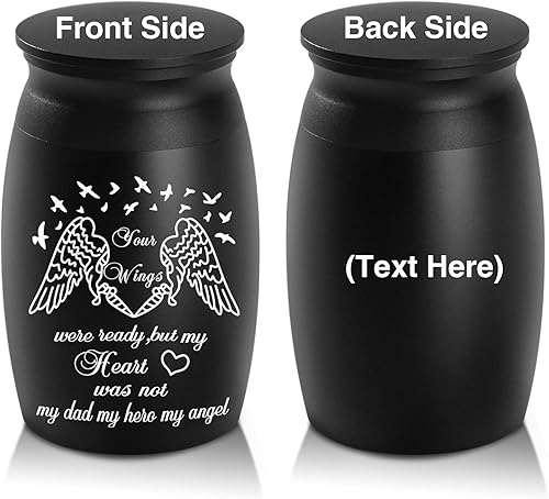 Miniatura 1 de Urnas pequeñas de cremación con texto grabado personalizado, hermosa urna de recuerdo hecha a mano para funeral, urnas decorativas pacíficas para