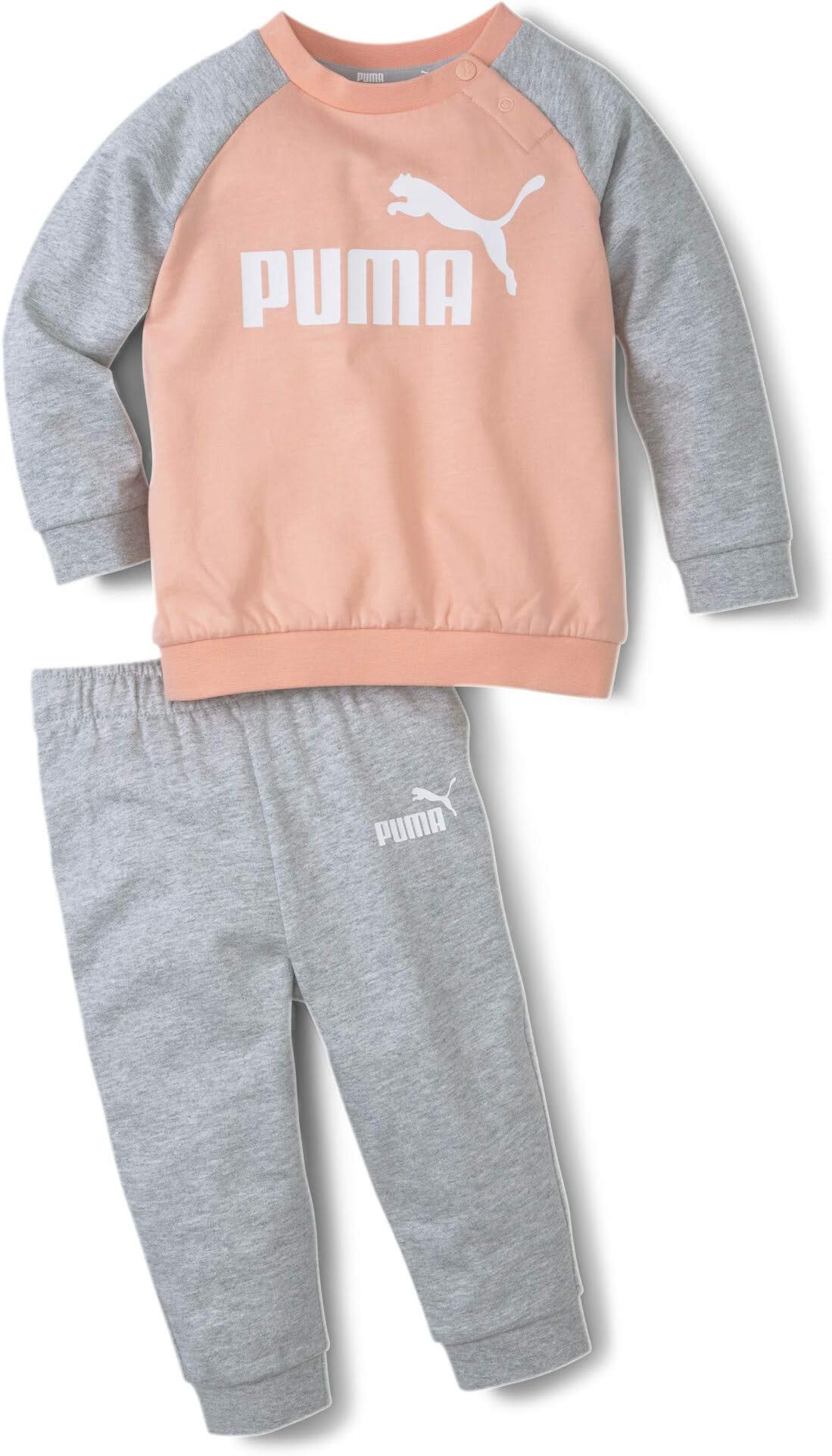 PUMAMinicats Essentials Crew Jogger Infant Kids Sports Tracksuit Suit Set Pink