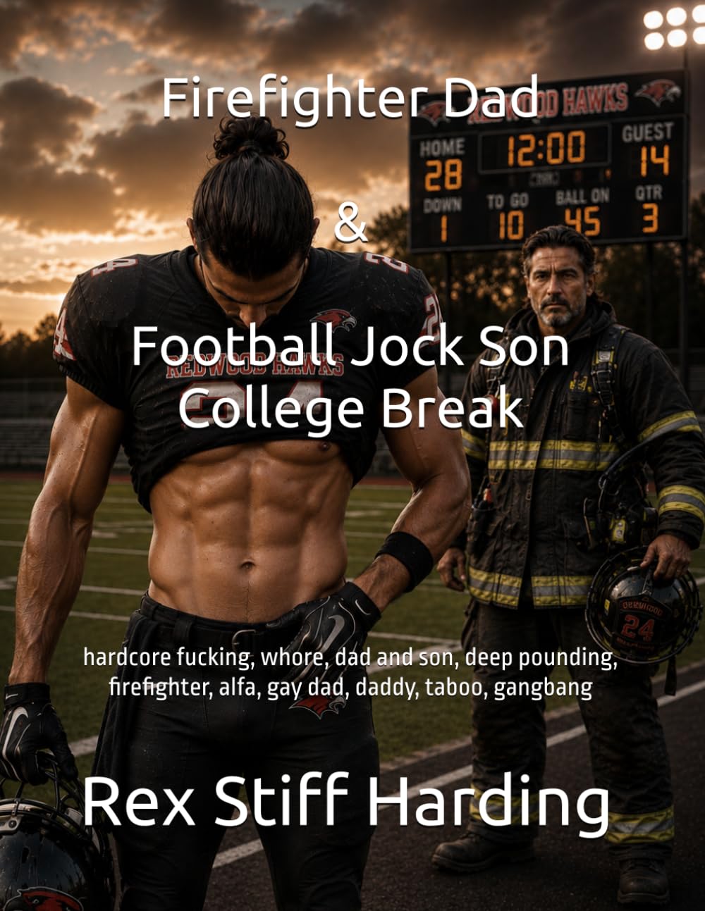 Firefighter Dad & Football Jock Son College Break: hardcore fucking, whore, dad and son, deep pounding, firefighter, alfa, gay dad, daddy, taboo, gangbang, incest