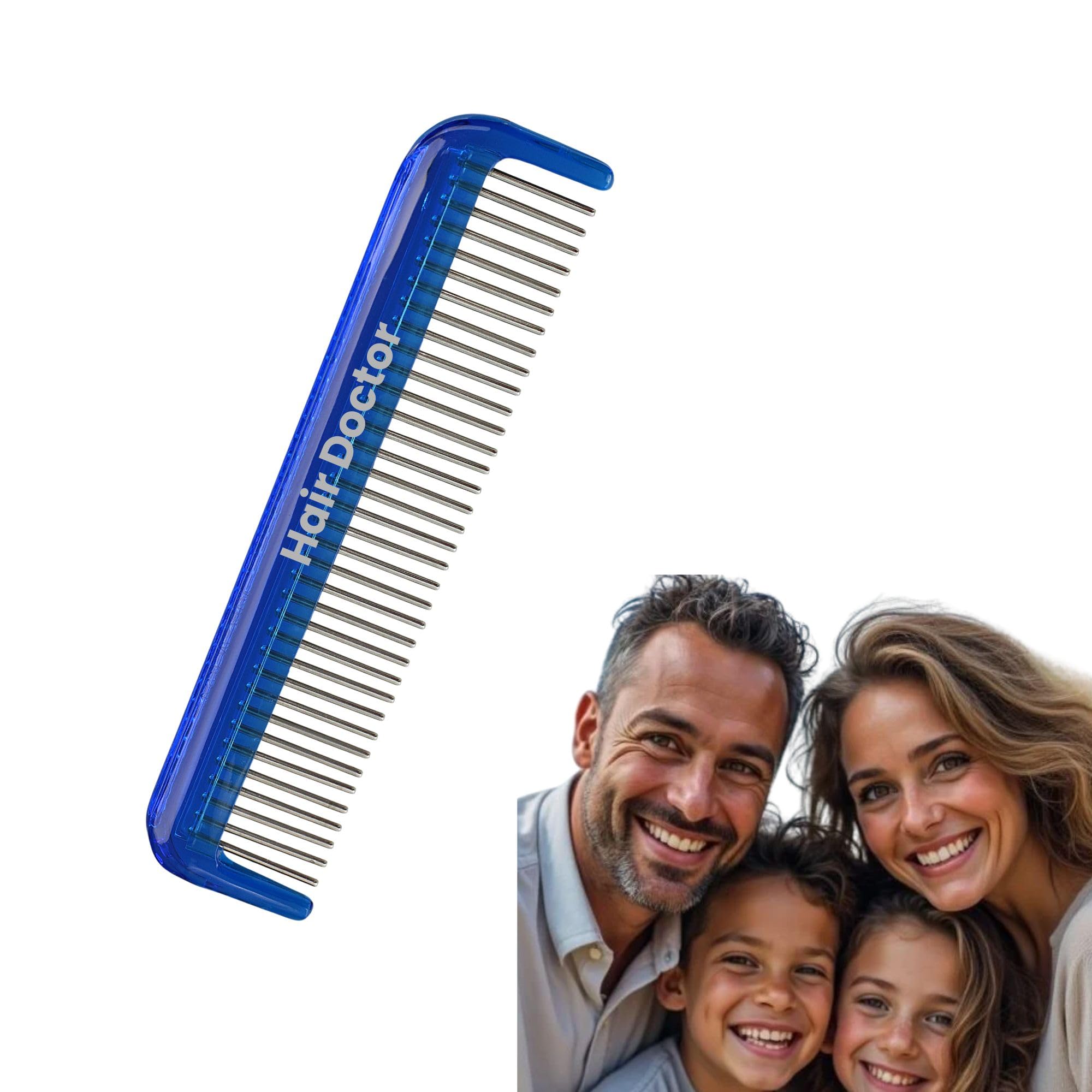 Hair Doctor Ladies 5" Rotating Tooth pocket comb to reduce hair loss and damage (Ocean Blue)