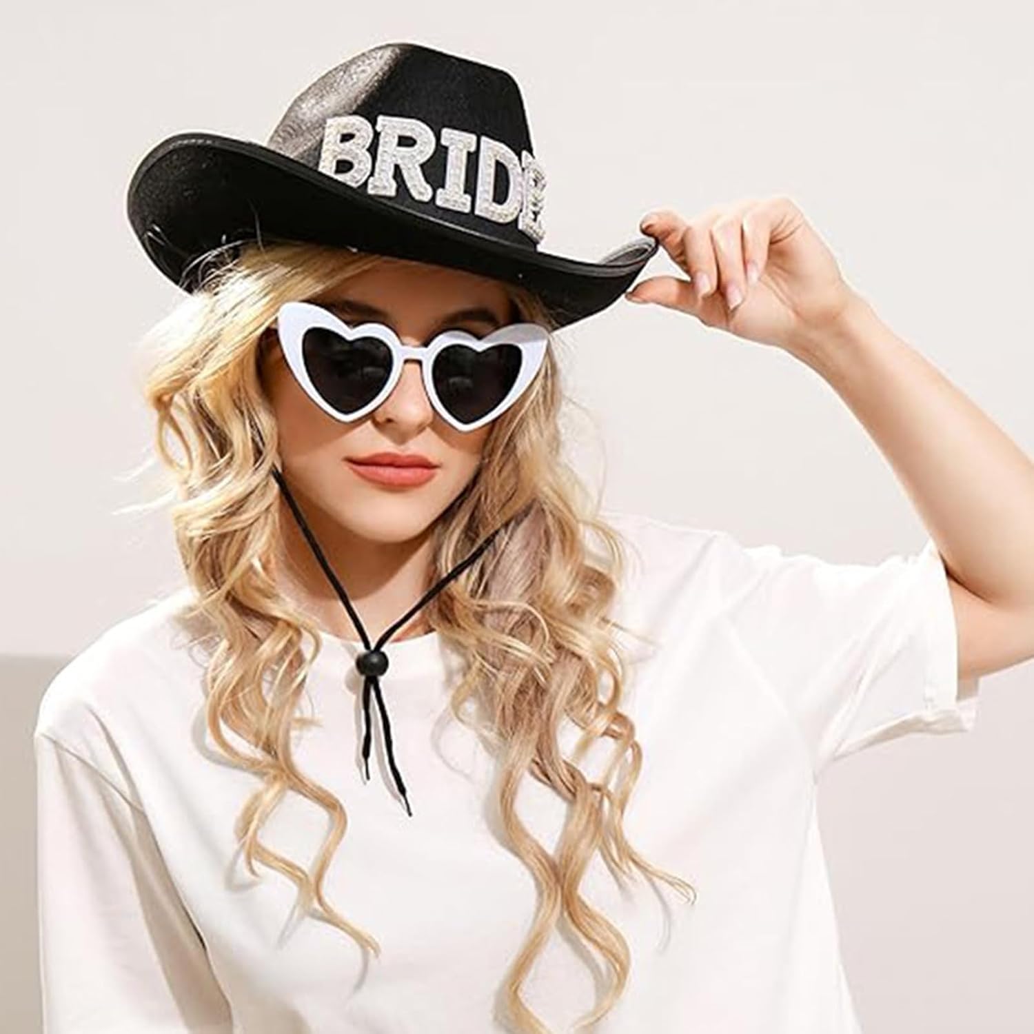 BLACKNANA Hat Fashion Cowboy Hat for Bridal Bridegroom Rhinestones Cowboy Hat Role Play Costume Masquerade Party Headwear