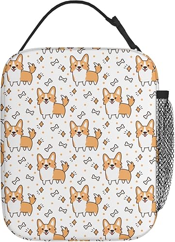 Miniatura 3 de Bolsa de almuerzo reutilizable con diseño de Corgi para hombres y mujeres, lonchera portátil aislada a prueba de fugas, bolsa de mano para oficina,