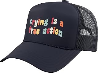 Crying is A Free Action Gamer Viral Meme Gaming Funny Joke Trucker Hat with Adjustable Mesh Back