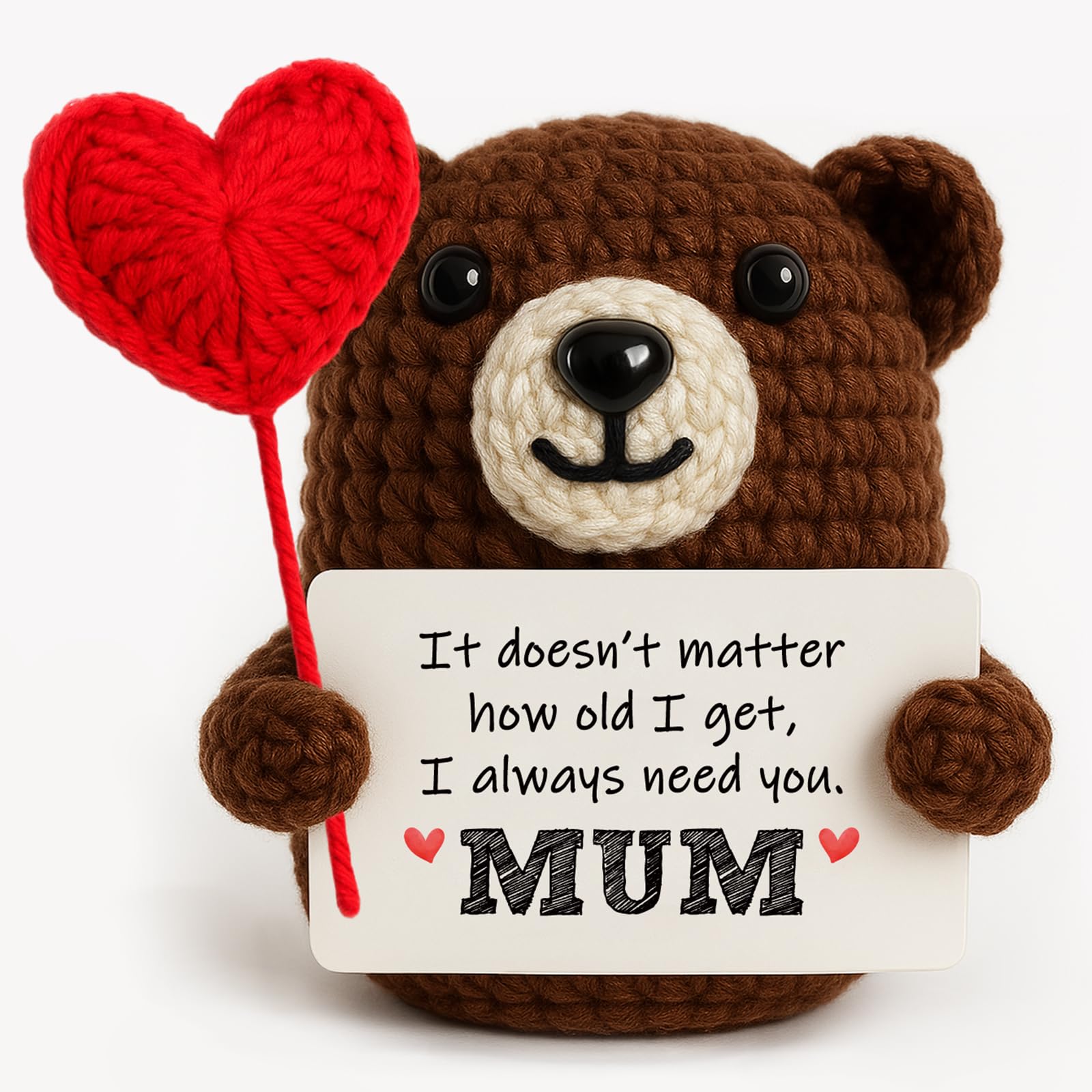 Tixlux Bear Gifts for Mum, Mum Birthday Gifts from Daughter Son, Handmade Crochet Bear with Heart, Emotional Support | Mother's Day | Birthday Present