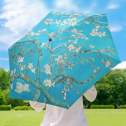 Miniatura 6 de Sombrilla de viaje plegable compacta con protección UV para 99% de protección UV, resistente al viento, a prueba de lluvia, pequeña sombrilla