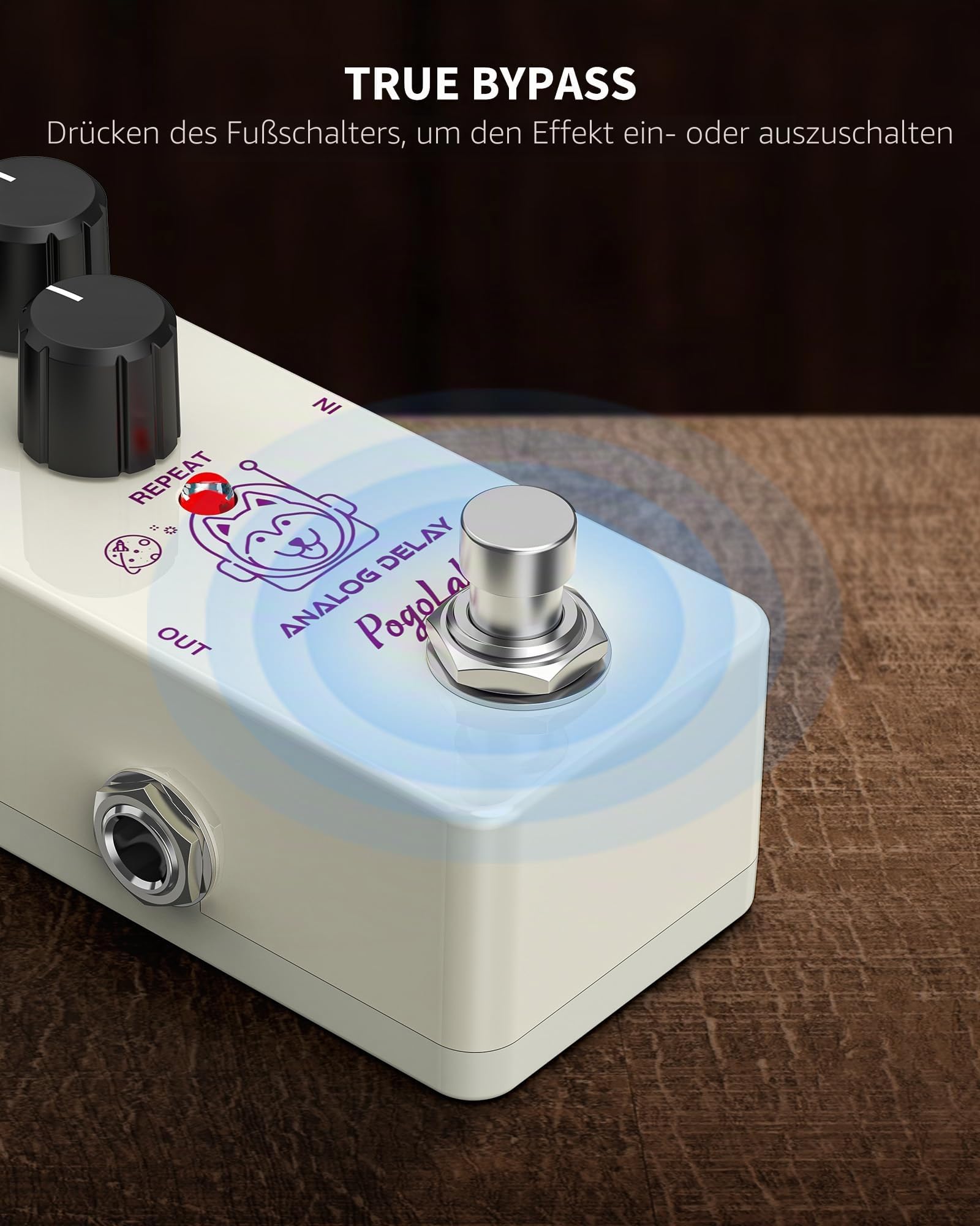 POGOLAB Delay Pedal Gitarre, Bassgitarren-Pedal mit Time-Mix-Repeat, Gitarrenpedal mit Art Design Aluminiumlegierungsgehäuse True Bypass, Analoge Gitarren-Effektpedale für alle Arten von Musik