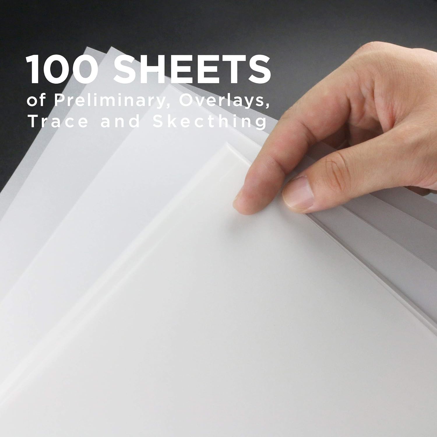 Bellofy Tracing Paper Pad 100 Sheets – Translucent Tracing Paper for Pencil, Marker and Ink - Trace Images, Sketch, Preliminary Drawing, Overlays – 9 x 12 inches - Tracing Paper for Drawing