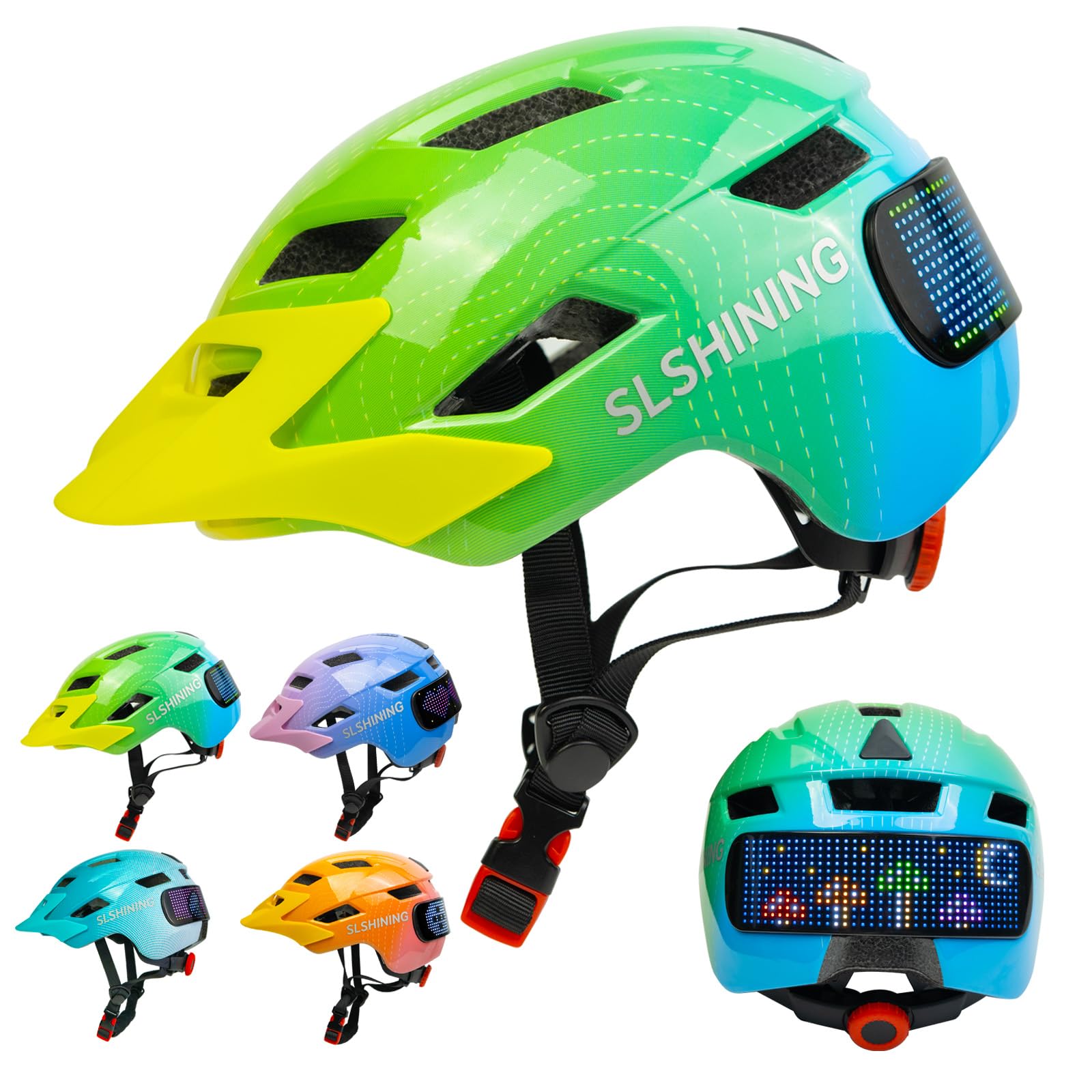 Kids Bike Helmet for Boys Girls: Helmets for Children and Adolescents 5-14 Years Old?64-Pattern LED Light Adjustable Kid Helmet Multi-Sport Protection