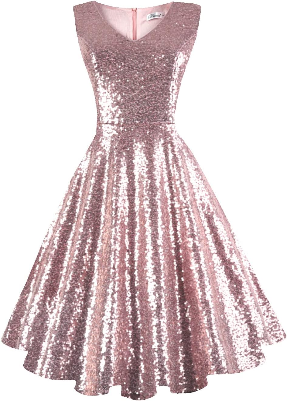Women's 50s 60s Vintage Sleeveless Cocktail Party Dress with Pockets