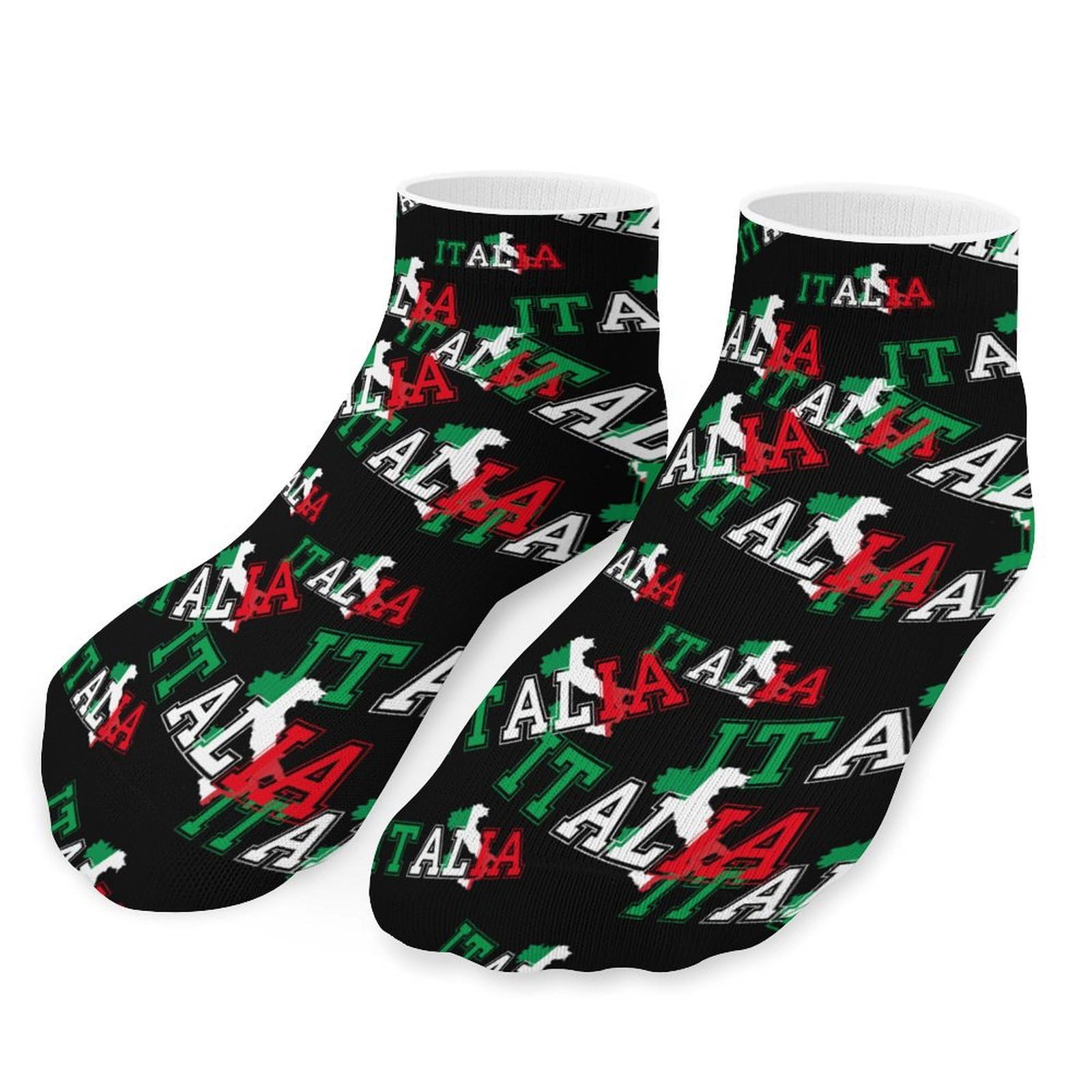 FJQWKLF Italia Flag Colors Italia Map Men's Ankle Socks Womens Low Cut Crew Sock for Athletic Running One Size