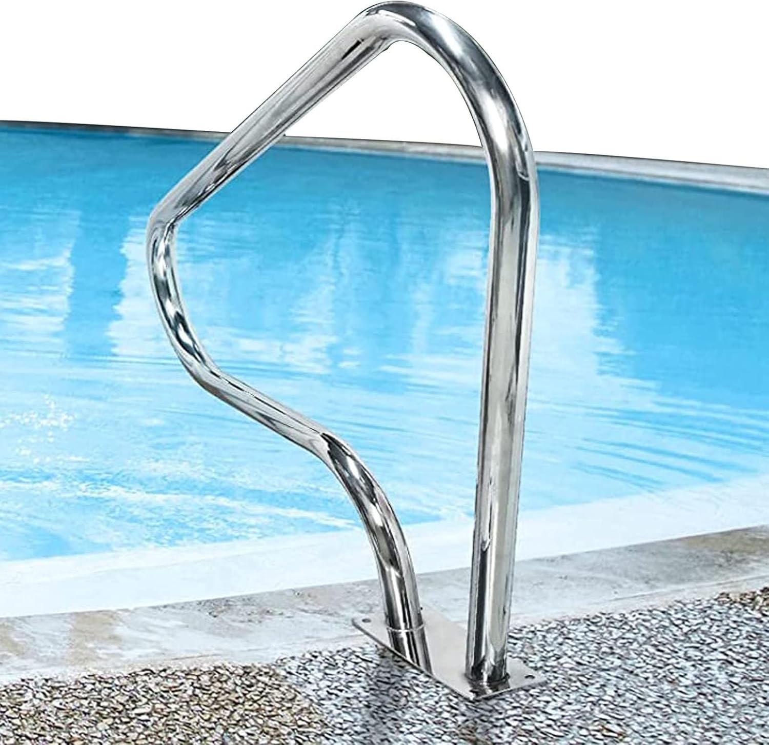 Stainless Steel Swimming Pool Handrail Railings for Inground Pools with Base Plate 260Lbs Load Capacity Safety Hand Rail