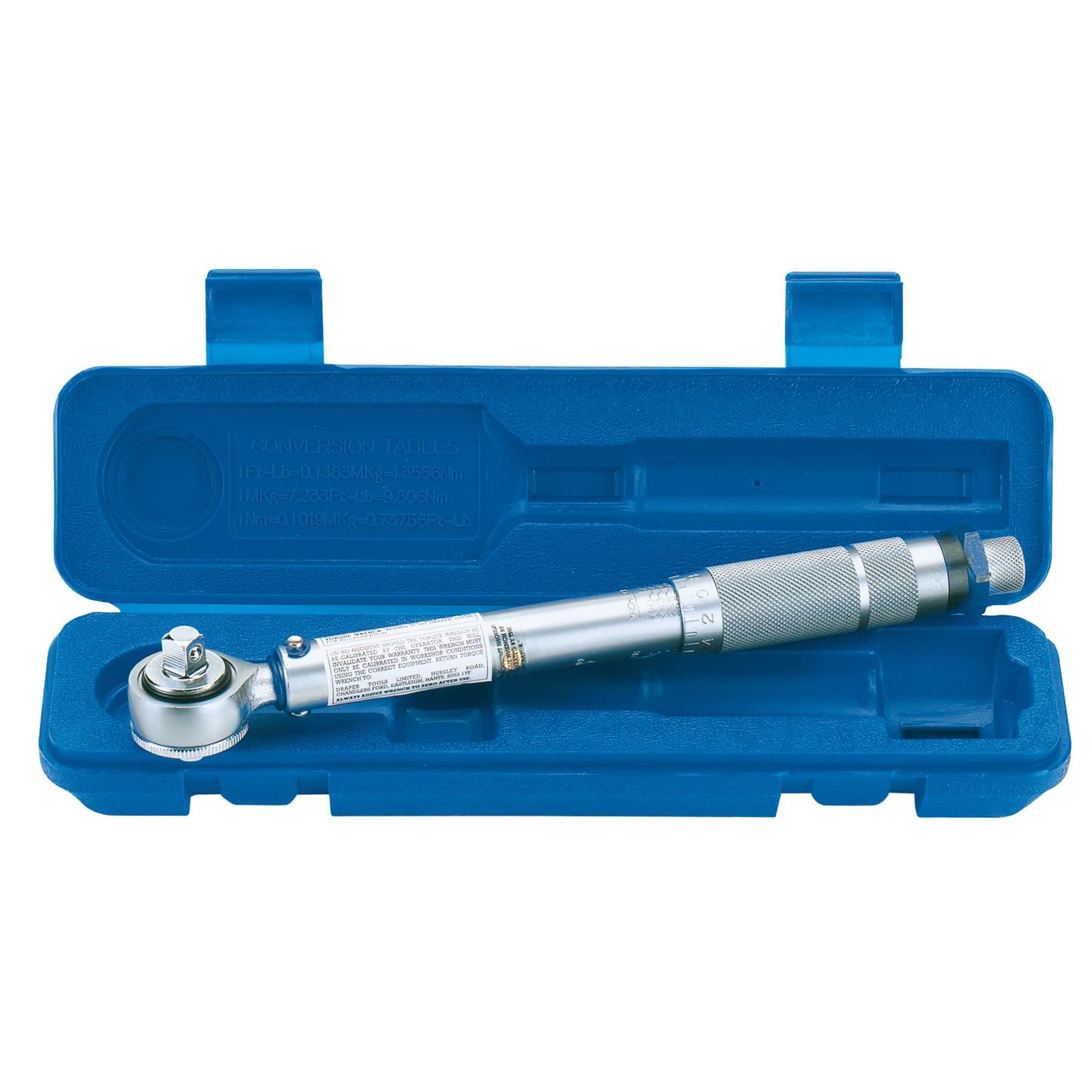 Draper 34570 Klucz dynamometryczny z grzechotką, niebieski, kwadratowy napęd 3/20.3 cm, 10 Nm-80 Nm