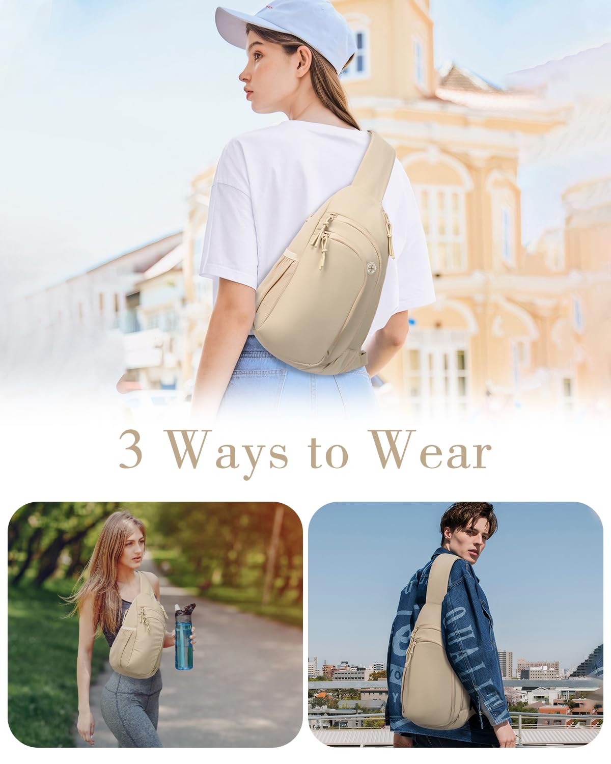 Zaino Monospalla Donna Uomo Marsupio Tracolla con Tasca Bloccante RFID Borsello Tracolla Sling Bag con Porta Tablet