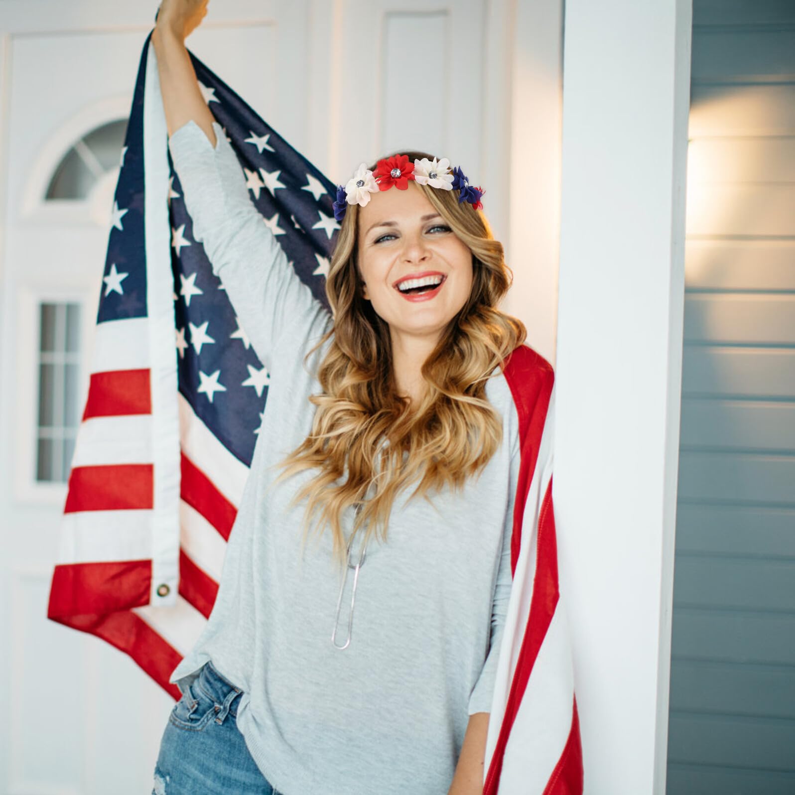 VICASKY 8 Pezzi Fasce Elastiche Patriottiche con per Dellindipendenza Usa Design e Confortevole Accessori Moda per Eventi Patriottici e Celebrazioni