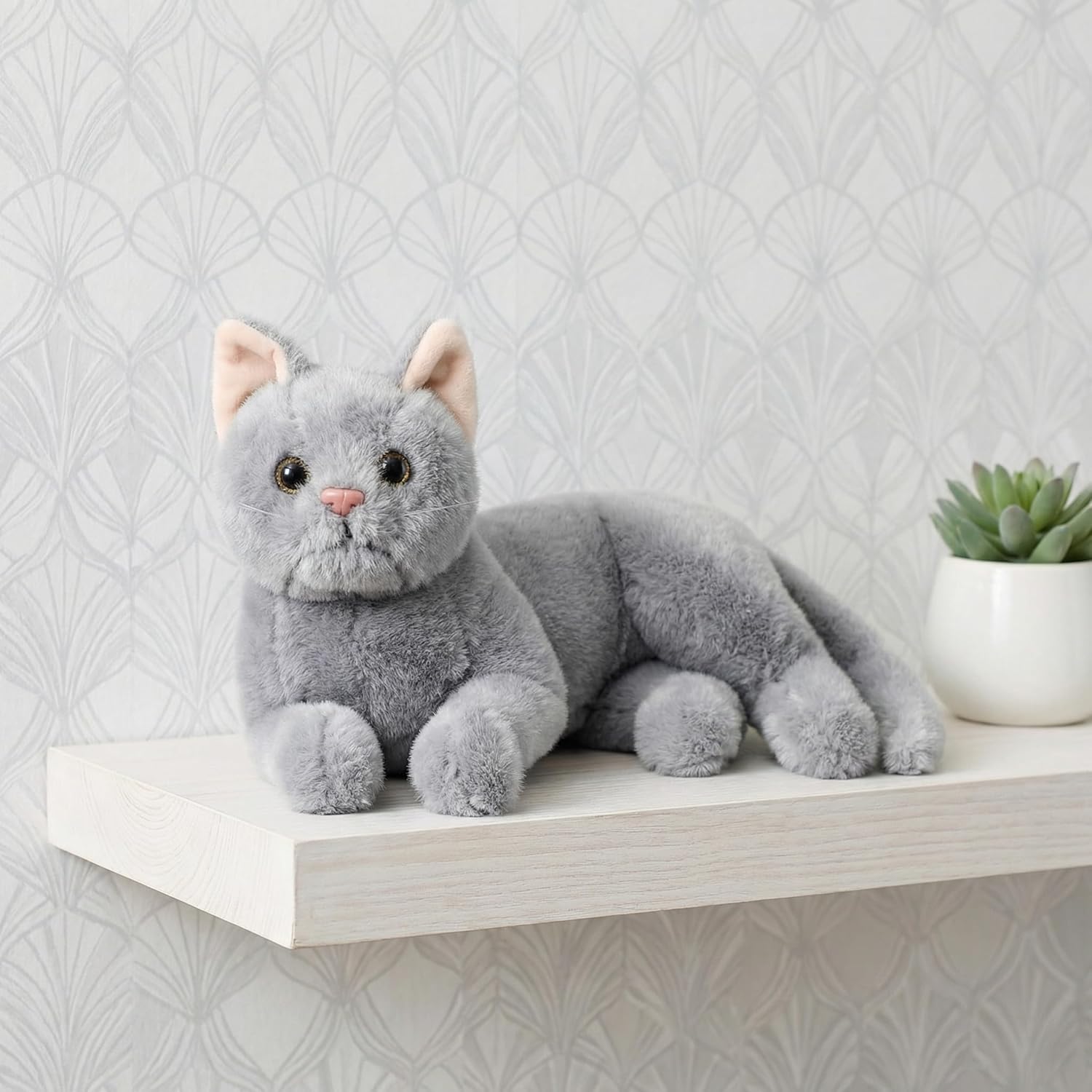 Kisangel Grey Cat Plush - 12” Soft Stuffed Animal Kitten, Washable Plushie, for Toddlers, Boys & Girls, Cozy Nursery and Room Decor - Image 6