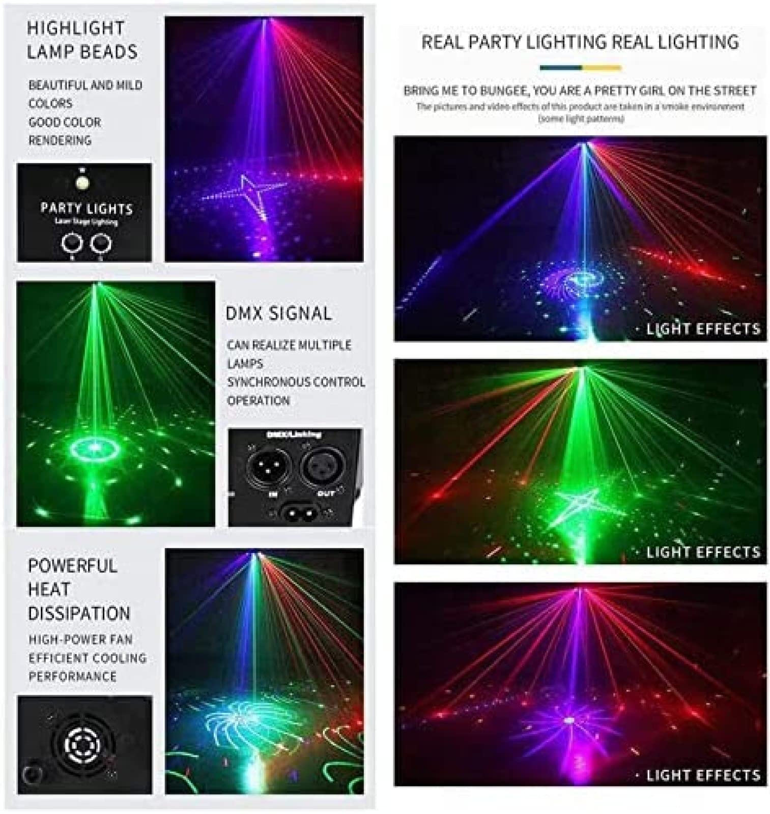 Proyector de luz LED para discoteca de DJ, 9 ojos, luz estroboscópica RGB con control remoto DMX, función de memoria para fiestas, bodas, bares y clubes