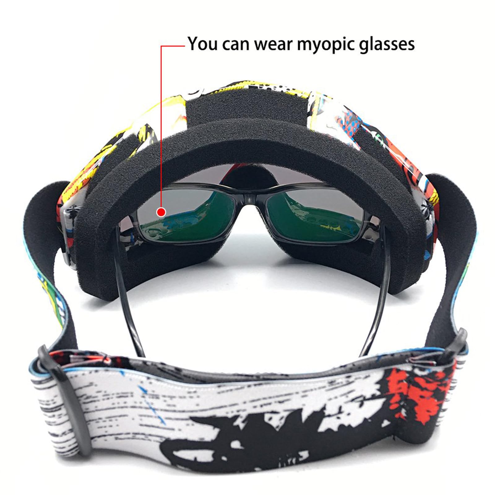 Occhiali da neve pieghevoli, unisex, per motocross, sport, motoslitta, snowboard, sci, anti nebbia, polvere, UV, antipolvere, antigraffio