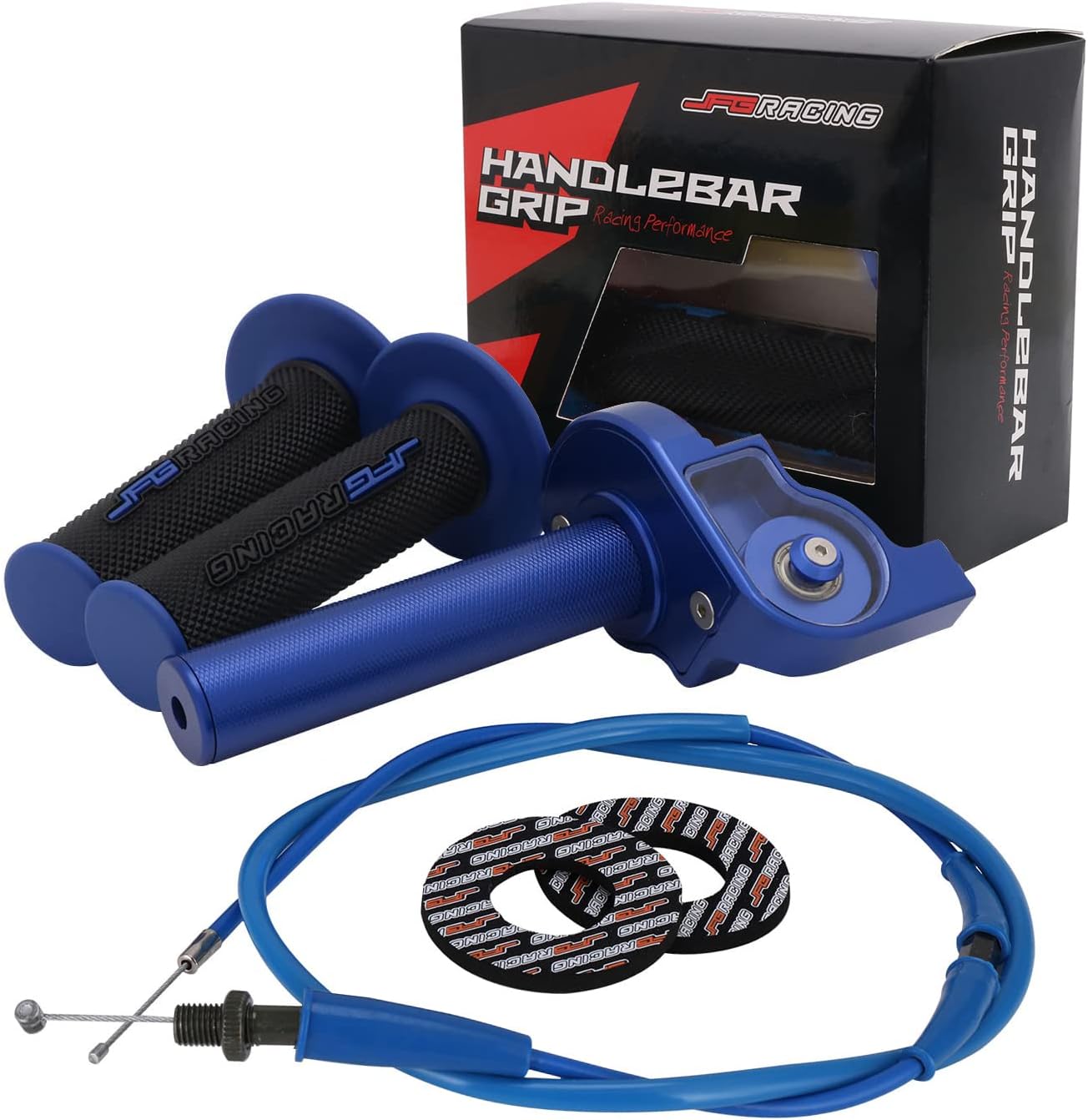 JFG RACING Motorcycle Throttle Assembly,7/8" 22mm Quick Twist Throttle Grips With Throttle Cable Aluminum Alloy Universal For CRF50 KLX SSR TTR 110 125 150 200 250cc Dirt Pit Bike ATV Mini Bike Blue