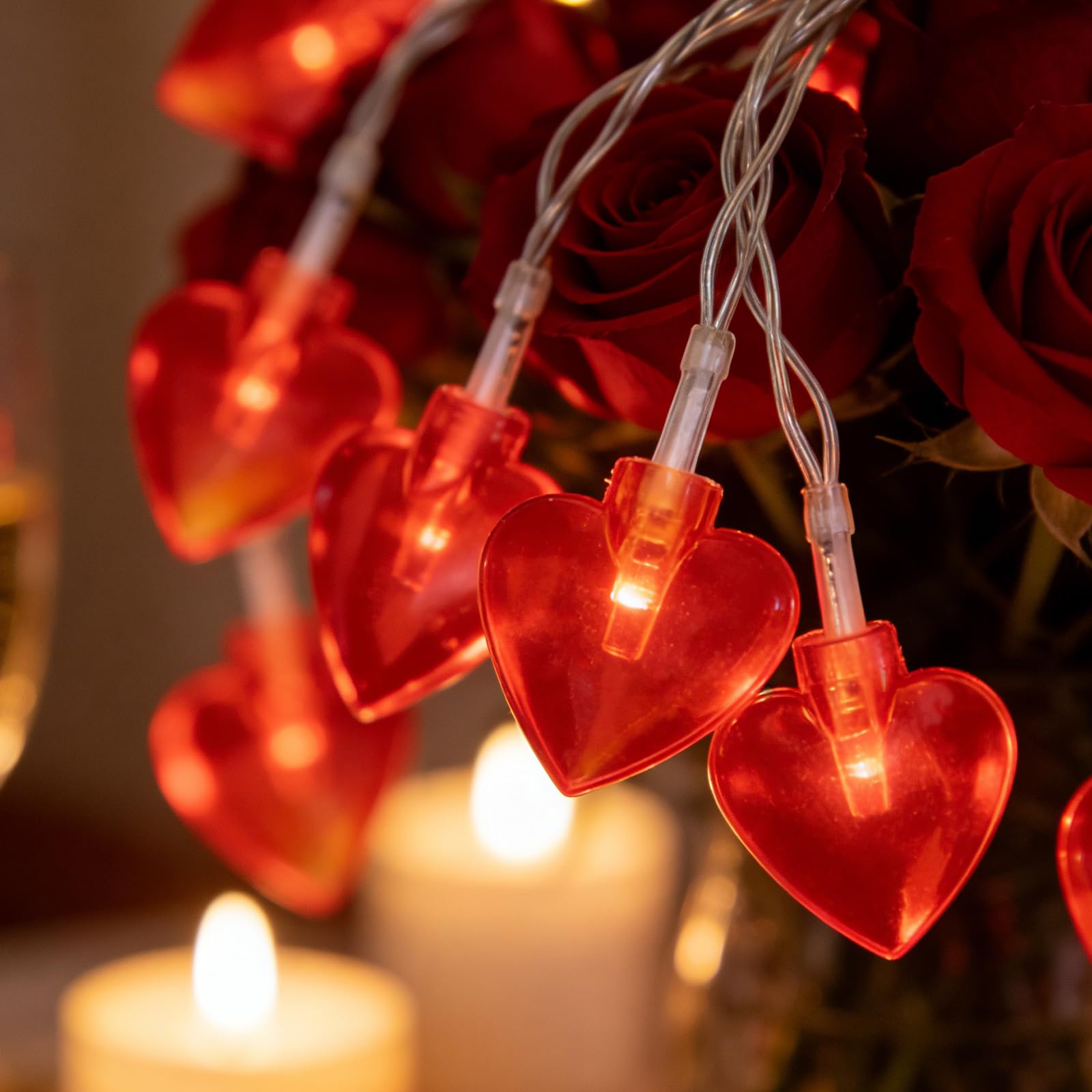 FACHOI Valentine’s Day Heart String Lights, 10 LED Red Love Heart Shaped Fairy Lights, Battery Operated Light String for Valentine's Day Wedding Mother's Day Anniversary Indoor Decor (A)