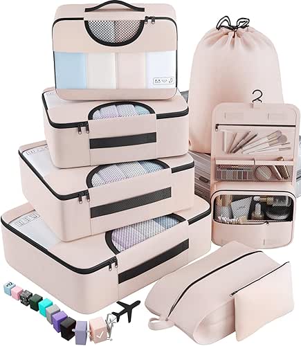 Veken 8 Set Packing Cubes for Travel Essentials, Suitcase Organizer