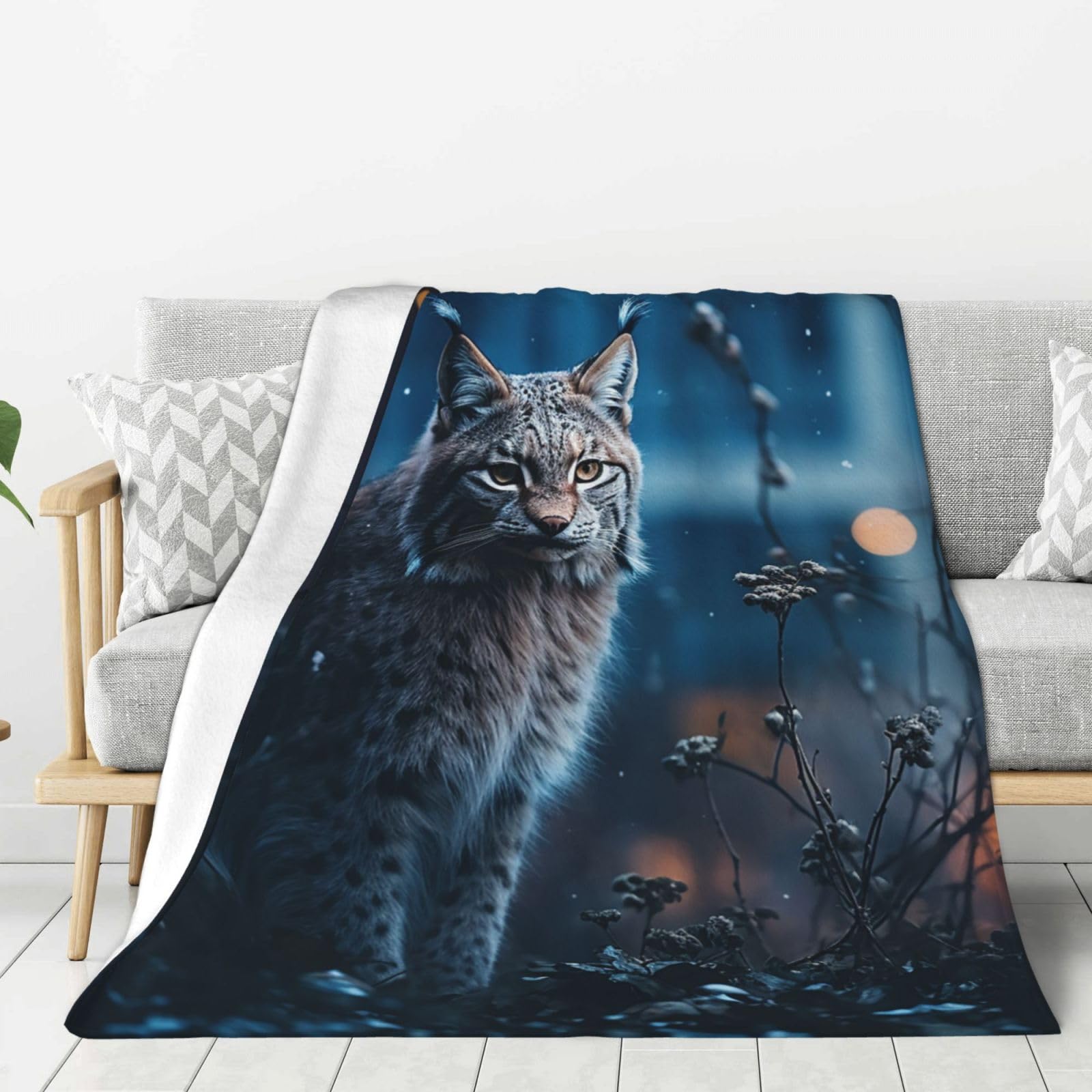 Couverture polaire en flanelle Lynx 152x127 cm jeté de canapé chaud