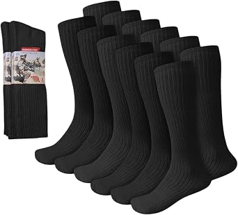 Diamond Star Mens Military Boot Socks Quick-Dry Cotton Crew Socks for Army, Firefighters, Police, Hiking & Trekking