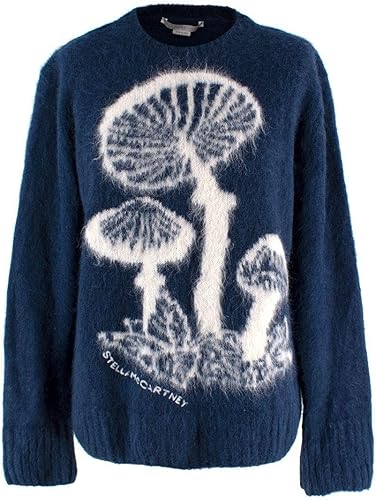 Stella McCartney Suéter Navy con Estampado de Champiñones de Mezcla de Alpaca de Segunda Mano