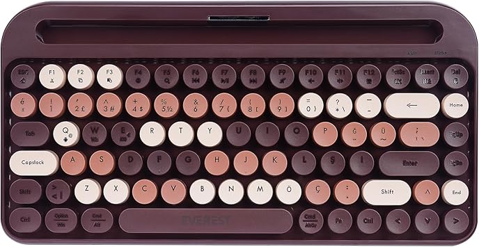 EVEREST KB-99 MOCHA 2.4G+BT1+BT2 Q Kablosuz Klavye Bluetooth  oklu Cihaz Ba lant s  ile