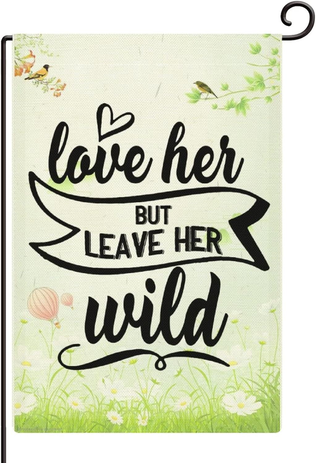 Rustic Farmhouse Garden Flag 28×40 Inch Double Sided Love Her But Leave Her Wild Welcome Flag for Outside Yard Decorations Seasonal Banners