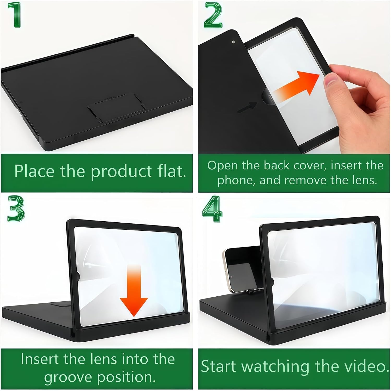 Screen Magnifier with Stand – Foldable Smartphone Amplifier for All Phone, Ultra HD Mobile Phone Magnifier, Upgrade Your Bedside & Travel Entertainment to a Personal Mini Theater (14 Inch)