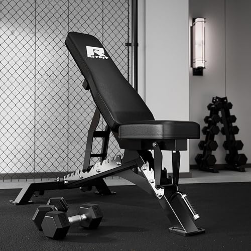 Miniatura 7 de RITFIT Adjustable Weight Bench with Multiple Back Positions for Full Body Workouts, Incline, Decline, and Flat Settings for Home Gym Strength Negro