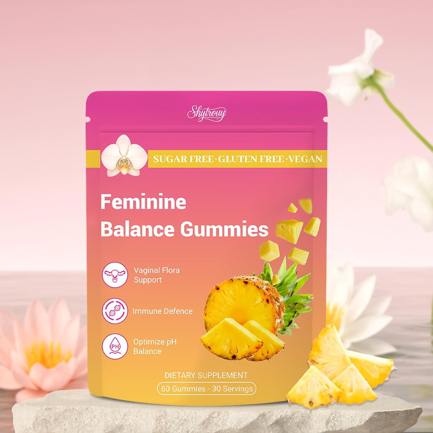 Premium Feminine Balance Gummies for Women, Vaginal Probiotics - pH Balance & Immune Defense Support for Feminine Health, Hawaiian Pineapple Flavor - 60 Count - Image 7