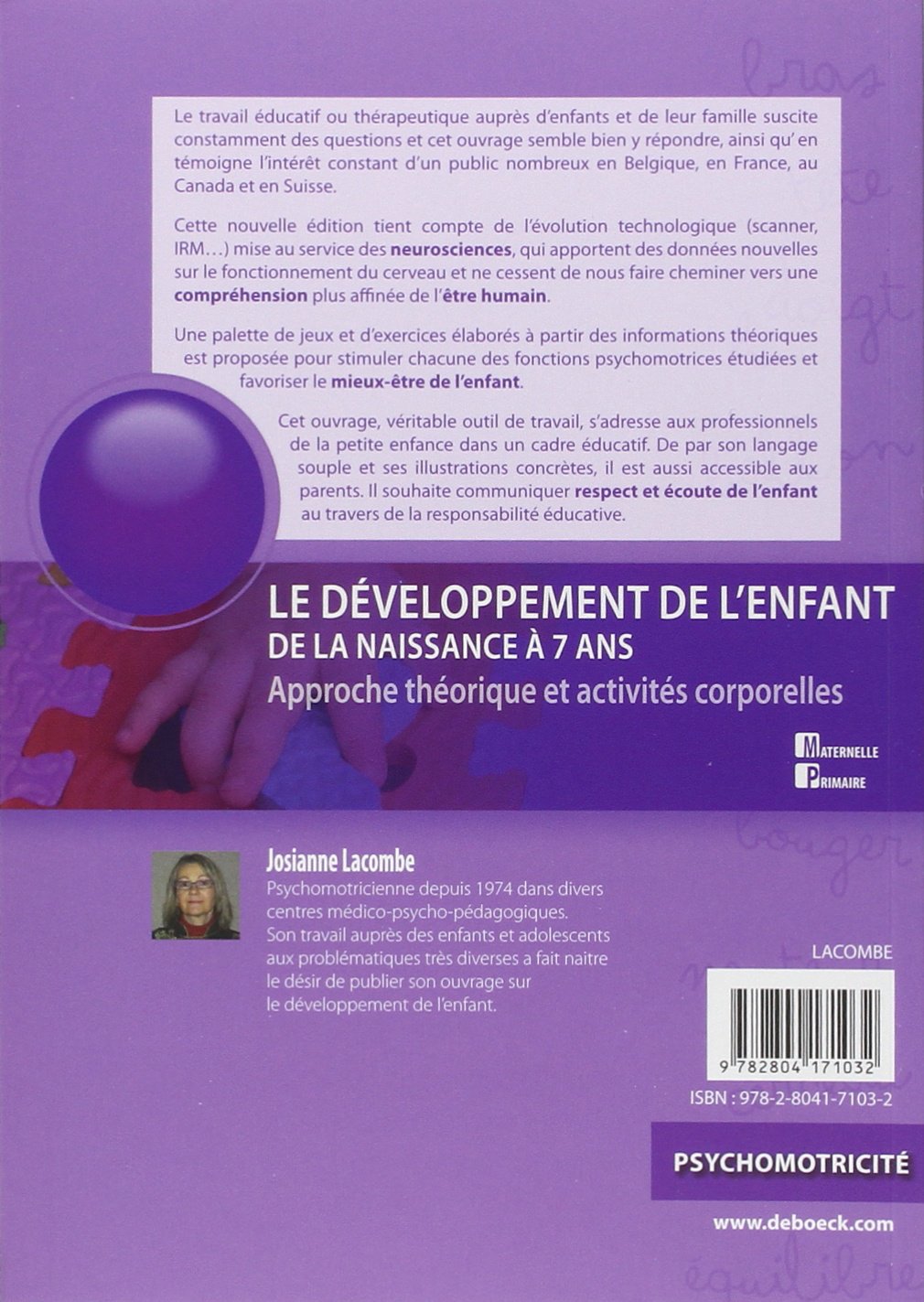 Le développement de l'enfant de la naissance à 7 ans : Approche théorique et activités corporelles