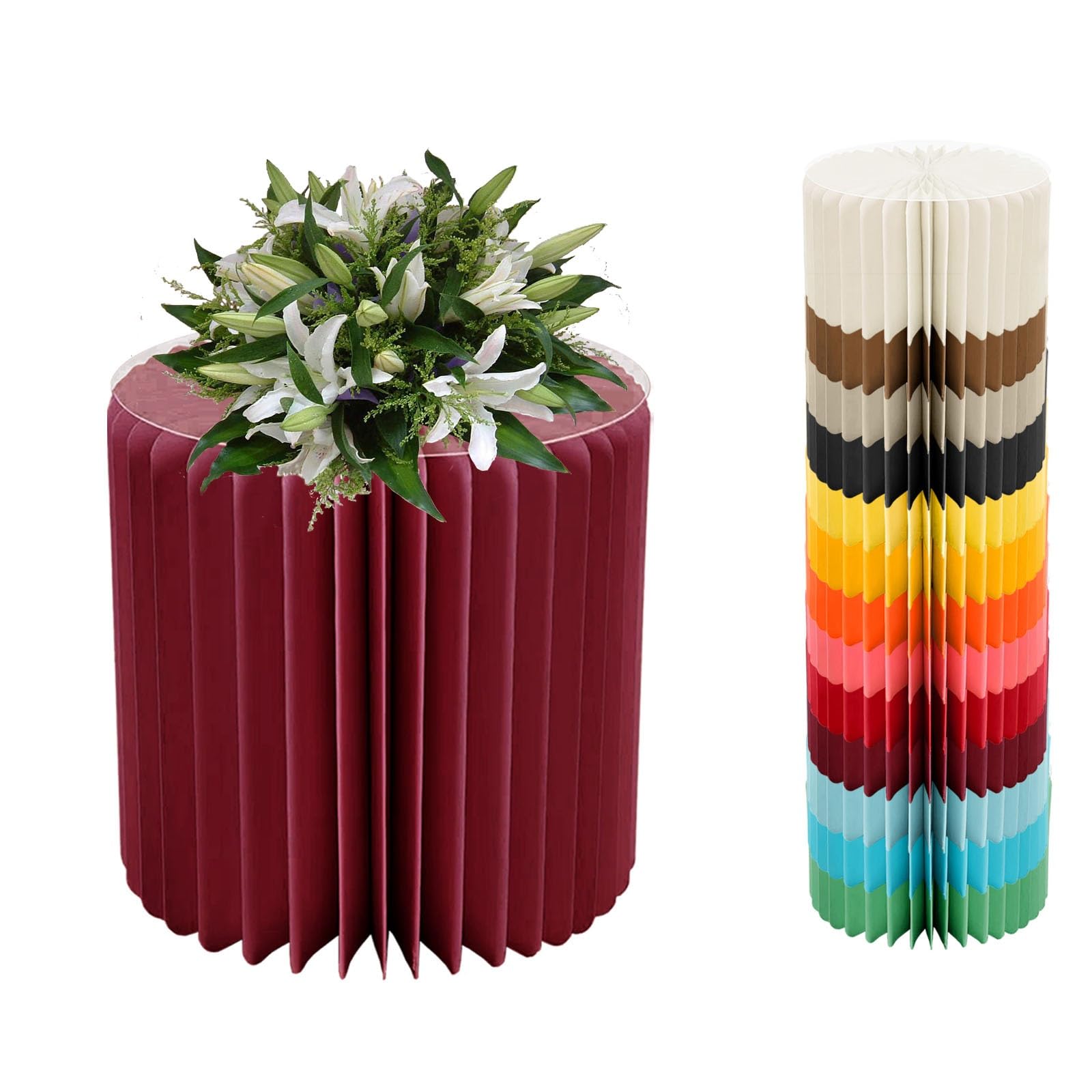 YTBHSHXZ plinth， Foldable Cardboard Cylinder Pedestal Cake Stand Multicolor 20-100cm(Wine Red,H 40cm/15.7in)