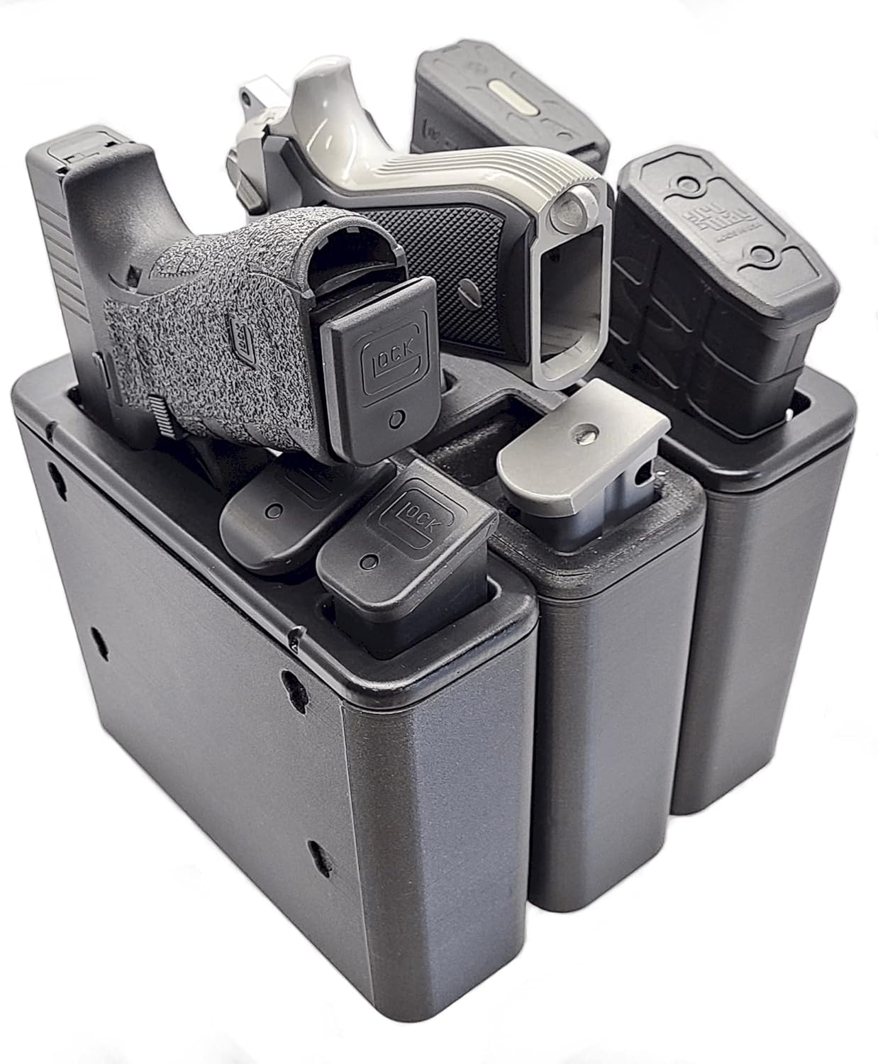 TacBox FS (Black, FS10: Over 1" Wide Handguns) (Large) - Full Size to SubCompact Handgun and Semi-Auto Pistols Mountable Fast Access Holster Box - Size: 7.0 Long x 2.25 Wide x 5.25 Tall (Inches)