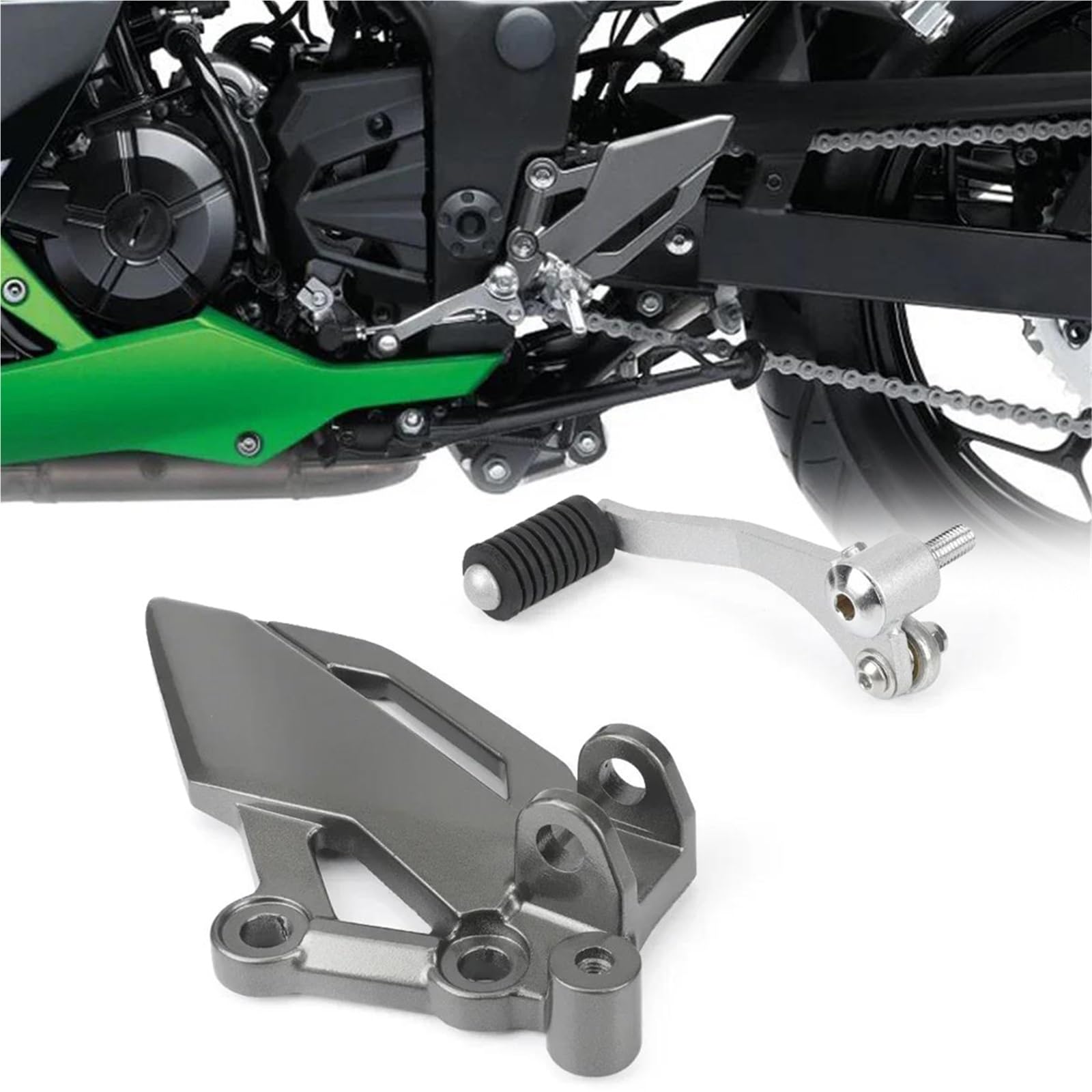 XYHZMZ Left Footrest Gear Shift Lever Pedal for Kawasaki for Ninja 300/250/R Z250 Z300 EX250 EX300 2013-2018 Motorcycle Front Foot Rest Pegs