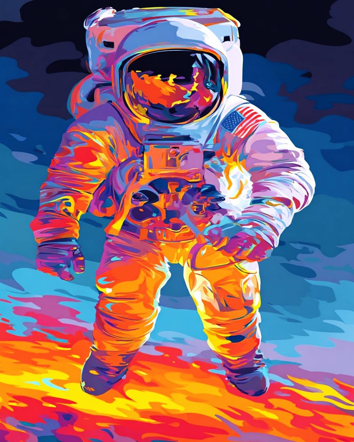 Liubaishi Multicolour Paint By Numbers Kit For Adults, Rainbow Astronaut, 16X20 Inch, Acrylic On Canvas, With 3 Brushes