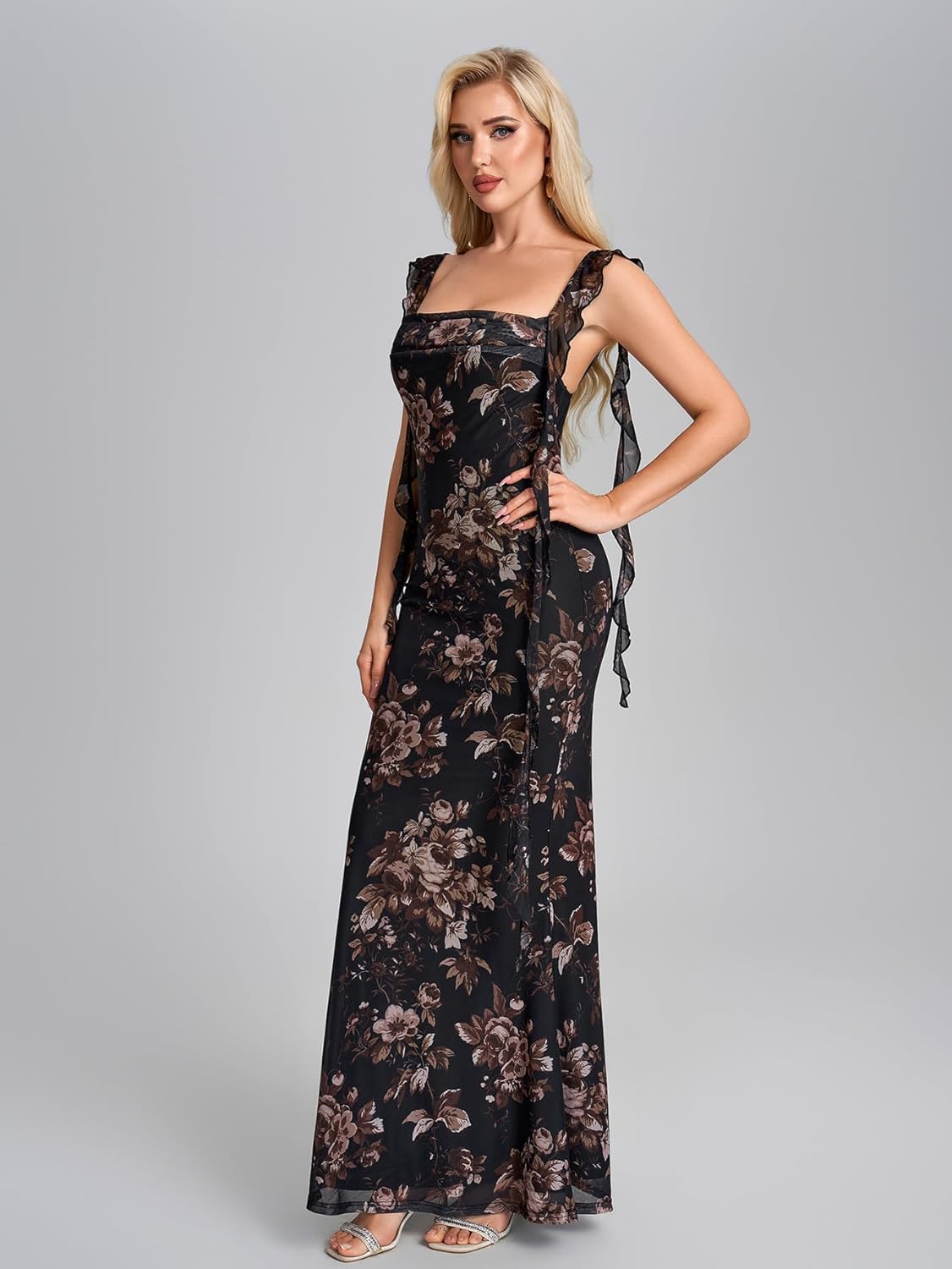 Auraxe Formal Wedding Guest Long Dresses for Women Elegant Bodycon Ruffle Corset Cocktail Party Maxi Dress - Image 5