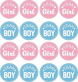 Pink and Blue Gender Reveal Party Stickers - 100 Count, Team Boy and Team Girl Voting Labels for Baby Shower and Gender Reveal Decorations