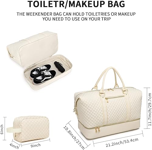 Miniatura 2 de Bolsas de lona de viaje, bolsa de fin de semana con bolsa para zapatos, bolsa de transporte grande para viaje