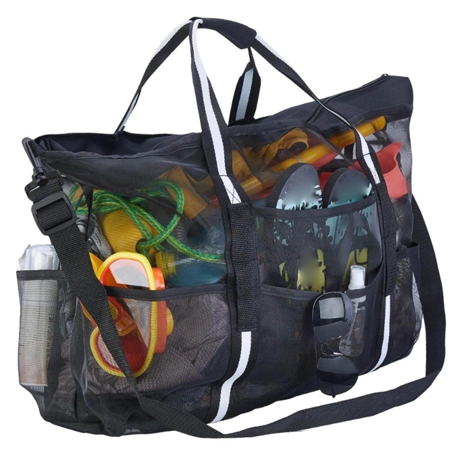 Dry Bag 1 Sac de Plage en Maille supplémentaire, Sac fourre-Tout Portable Pliable avec de Nombreuses Poches pour la Plage en Famille Sac imperméable