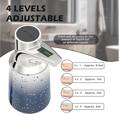 Miniatura 4 de Dispensador de jabón automático ajustable sin contacto, material de cerámica, 4 niveles ajustables, bomba de jabón líquido con sensor recargable