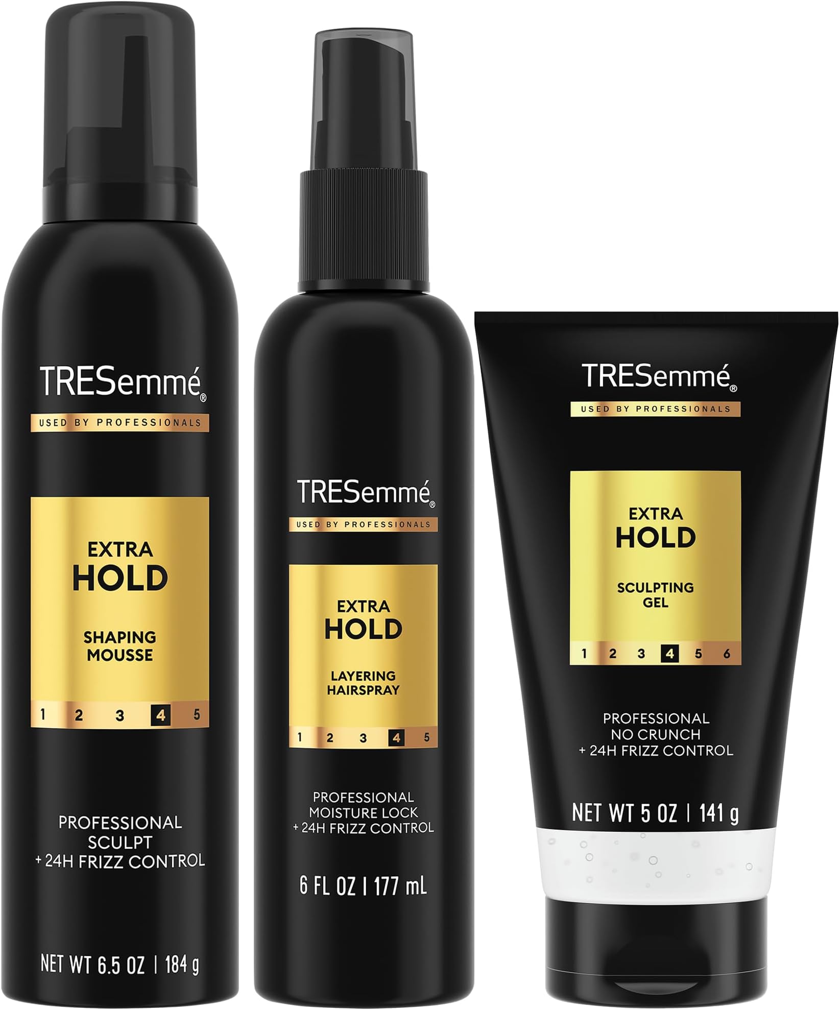Extra Hold Hair Styling Bundle – Shaping Mousse, Layering Hairspray & Alcohol-Free Sculpting Gel, Professional-Quality Frizz Control
