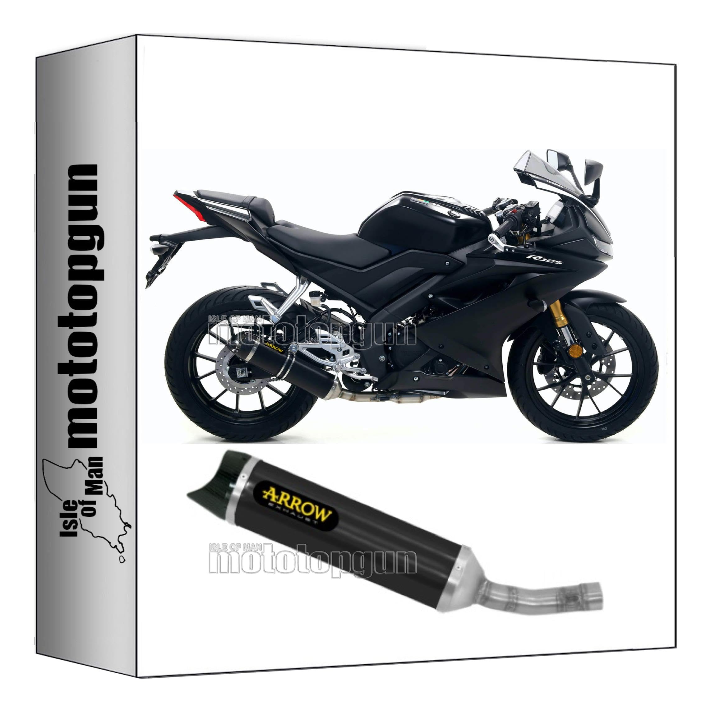 Escape Arrow Thunder con fondo de carby para Yamaha YZF R125 aluminio negro de Mototopgun 4