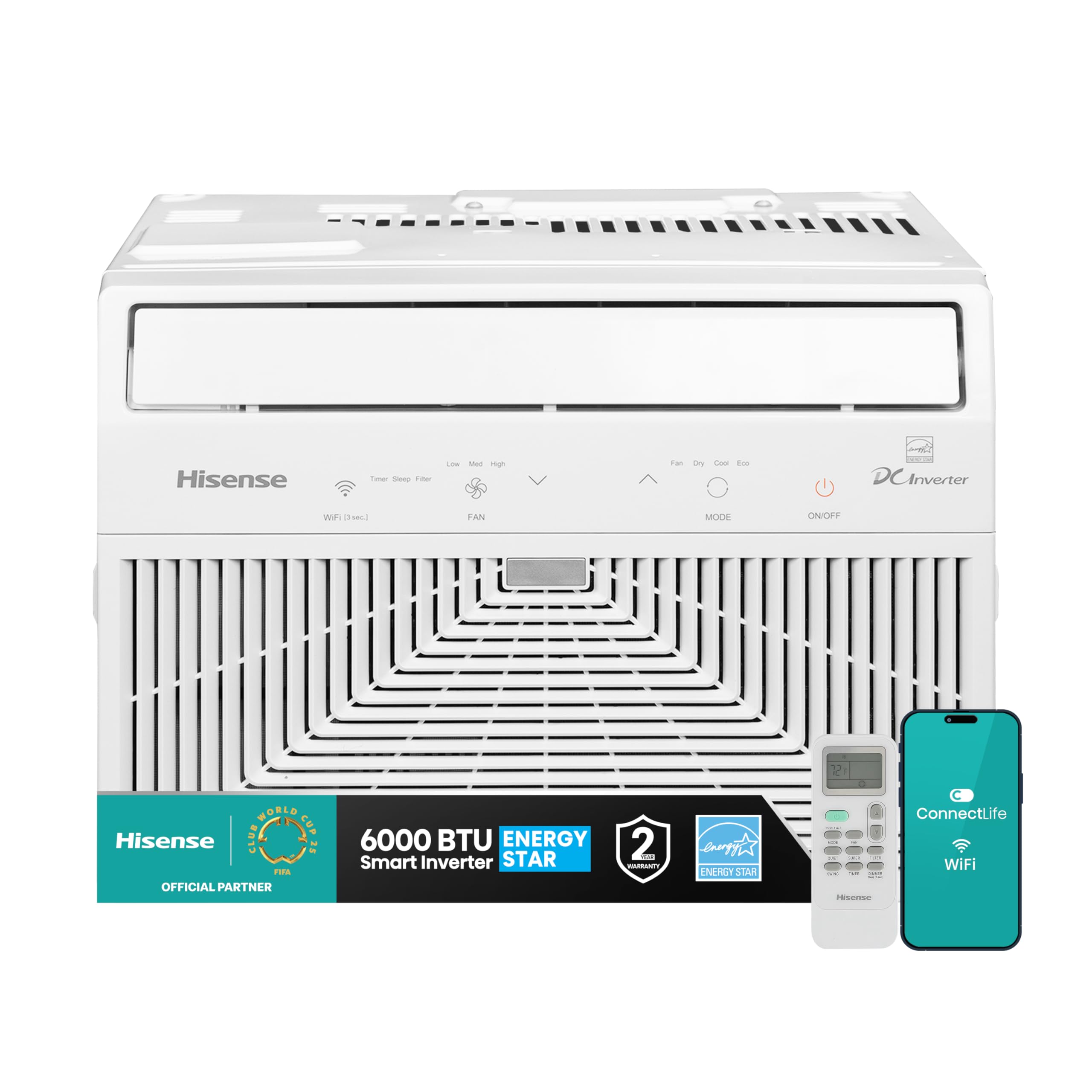Hisense WCT06W25A Window Air Conditioner, 6,000 BTU, White