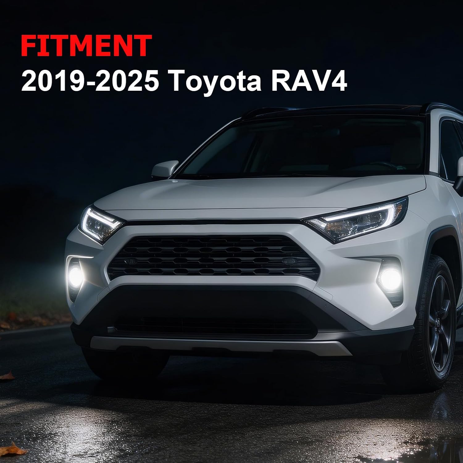 LED Fog Lights for 2019-2025 Toyota RAV4, Clear Lens Fog Lamps Assembly Replacement, Waterproof & Easy to Install, 1 Pair with Switch & Wiring Harness Kit (Not Fit Adventure Model)